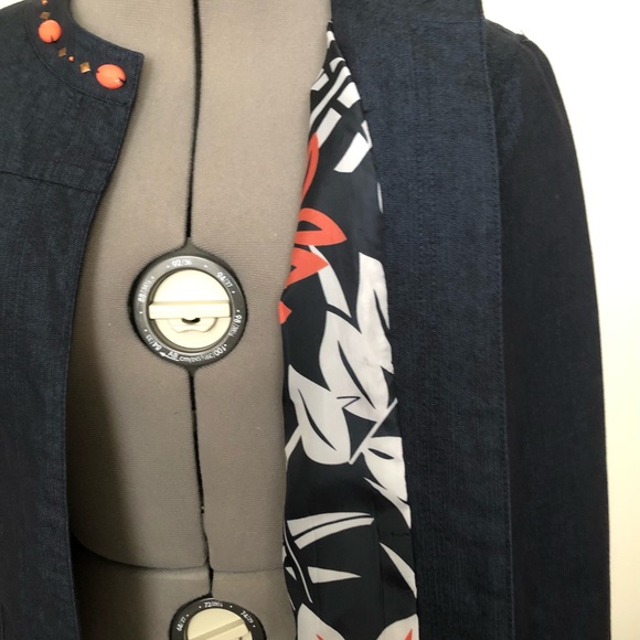 Alfred Dunner Womens 12 Open Front Denim Look 3/4 Sleeves Light Weight Jacket - Picture 2 of 10